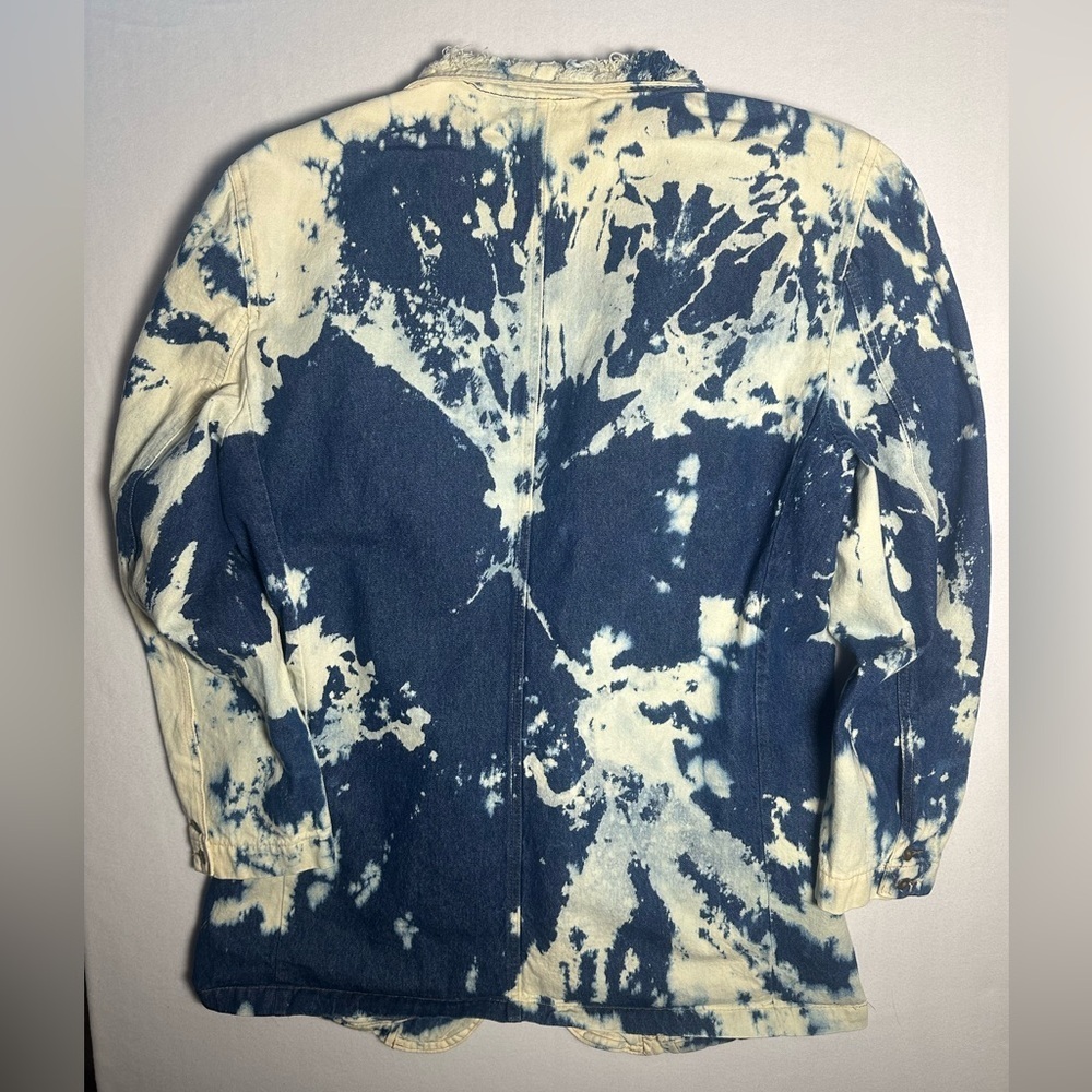 Cricket Blues Vintage Deconstruct Western Blazer Large Bleach Wash Rodeo Denim - Picture 8 of 8
